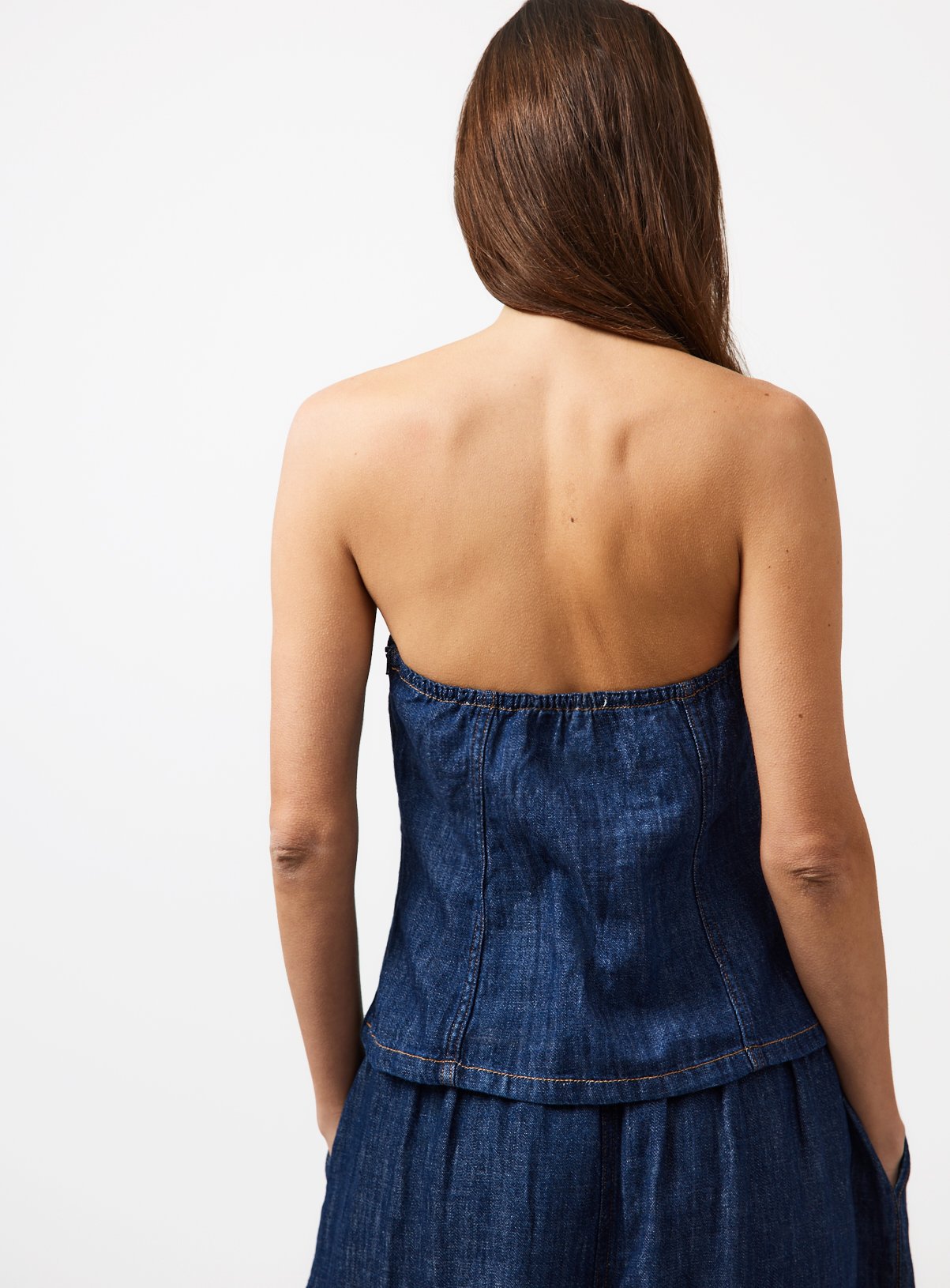 Dark Denim Linen Blend Bandeau Co-ord Top 10 - Image 4 thumbnail